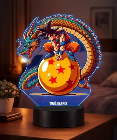 Lampka Dragon Ball Z Goku Shenron LED 3D Personalizowana Imię Prezent Anime Manga