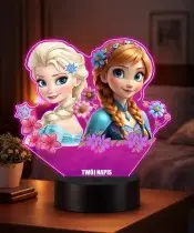 Lampka Kraina Lodu Elsa Anna LED 3D Personalizowana Imię Prezent dla Dziewczynki