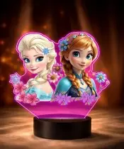 Lampka Kraina Lodu Elsa Anna LED 3D Personalizowana Imię Prezent dla Dziewczynki