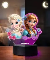 Lampka Kraina Lodu Elsa Anna LED 3D Personalizowana Imię Prezent dla Dziewczynki