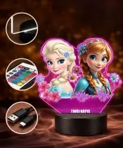 Lampka Kraina Lodu Elsa Anna LED 3D Personalizowana Imię Prezent dla Dziewczynki