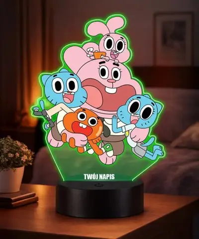 Lampka Niesamowity Świat Gumballa LED 3D Personalizowana Imię Prezent dla Dziecka