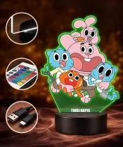 Lampka Niesamowity Świat Gumballa LED 3D Personalizowana Imię Prezent dla Dziecka