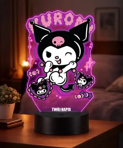 Lampka Kuromi Sanrio LED 3D Personalizowana z Imieniem Prezent dla Dziewczynki