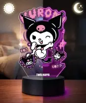 Lampka Kuromi Sanrio LED 3D Personalizowana z Imieniem Prezent dla Dziewczynki