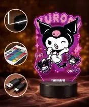Lampka Kuromi Sanrio LED 3D Personalizowana z Imieniem Prezent dla Dziewczynki