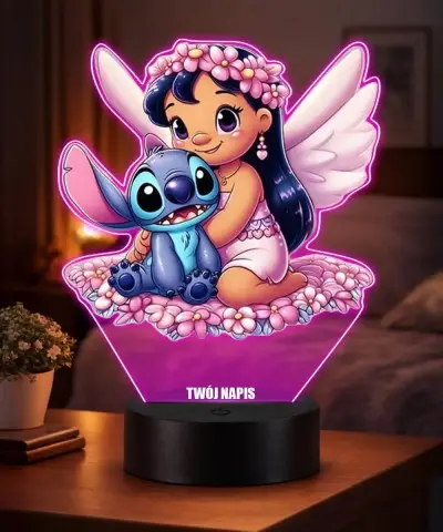 Lampka Lilo i Stitch LED 3D Personalizowana z Imieniem Prezent dla Dziewczynki