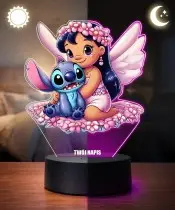 Lampka Lilo i Stitch LED 3D Personalizowana z Imieniem Prezent dla Dziewczynki