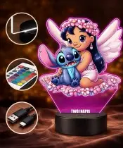 Lampka Lilo i Stitch LED 3D Personalizowana z Imieniem Prezent dla Dziewczynki