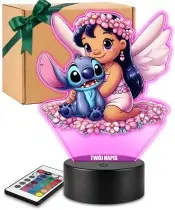 Lampka Lilo i Stitch LED 3D Personalizowana z Imieniem Prezent dla Dziewczynki