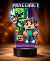 Lampka Minecraft LED 3D Personalizowana z Imieniem Prezent dla Dziecka