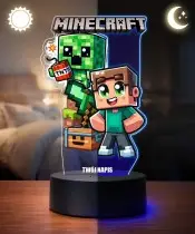 Lampka Minecraft LED 3D Personalizowana z Imieniem Prezent dla Dziecka
