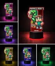 Lampka Minecraft LED 3D Personalizowana z Imieniem Prezent dla Dziecka