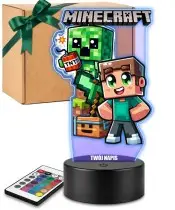 Lampka Minecraft LED 3D Personalizowana z Imieniem Prezent dla Dziecka