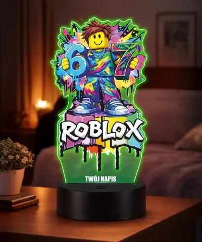 Lampka Roblox 67 LED 3D Personalizowana z Imieniem Prezent dla Gracza
