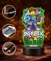 Lampka Roblox 67 LED 3D Personalizowana z Imieniem Prezent dla Gracza