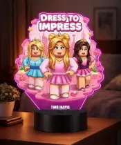 Lampka Roblox Dress To Impress LED 3D Personalizowana z Imieniem Prezent dla Dziewczynki