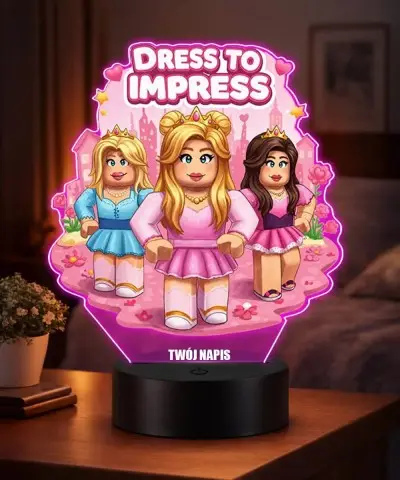 Lampka Roblox Dress To Impress LED 3D Personalizowana z Imieniem Prezent dla Dziewczynki