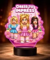Lampka Roblox Dress To Impress LED 3D Personalizowana z Imieniem Prezent dla Dziewczynki
