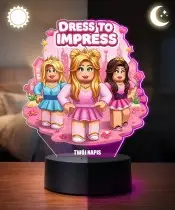 Lampka Roblox Dress To Impress LED 3D Personalizowana z Imieniem Prezent dla Dziewczynki