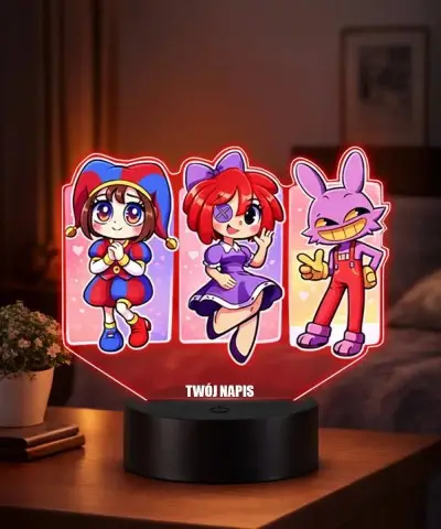 Lampka Amazing Digital Circus LED 3D Personalizowana z Imieniem Prezent dla Dziecka
