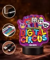 Lampka The Amazing Digital Circus LED 3D Personalizowana z Imieniem Prezent