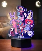 Lampka The Amazing Digital Circus Pomni Jax LED 3D Personalizowana z Imieniem