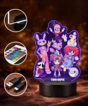 Lampka The Amazing Digital Circus Pomni Jax LED 3D Personalizowana z Imieniem