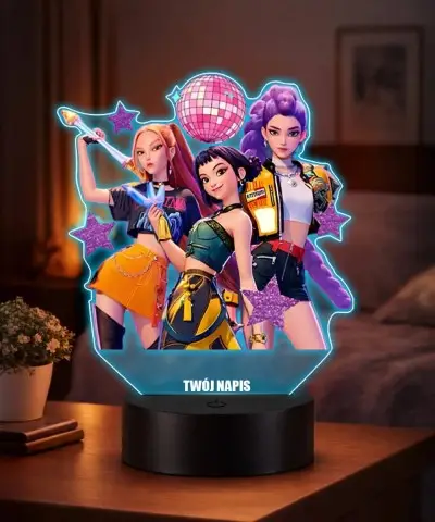 Lampka Huntrix Gwiazdy Pop LED 3D Personalizowana Imię