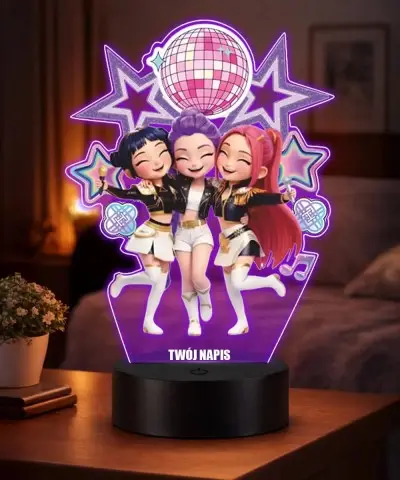 Lampka Huntrix KPop LED 3D Personalizowana z Imieniem Prezent