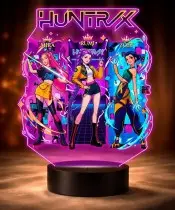 Lampka LED 3D Huntrix Personalizowana z Imieniem Napisem Prezent dla Dziewczynki Fanów Huntrix K-Pop
