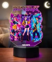 Lampka LED 3D Huntrix Personalizowana z Imieniem Napisem Prezent dla Dziewczynki Fanów Huntrix K-Pop