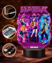 Lampka LED 3D Huntrix Personalizowana z Imieniem Napisem Prezent dla Dziewczynki Fanów Huntrix K-Pop
