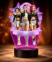 Lampka LED 3D Huntrix Personalizowana z Imieniem Napisem Prezent dla Fanki K-Pop