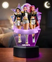 Lampka LED 3D Huntrix Personalizowana z Imieniem Napisem Prezent dla Fanki K-Pop