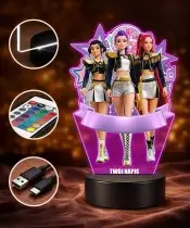 Lampka LED 3D Huntrix Personalizowana z Imieniem Napisem Prezent dla Fanki K-Pop
