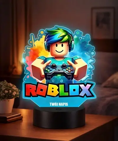 Lampka LED 3D Roblox Gracz Personalizowana Imię Prezent dla Dziecka Gamer