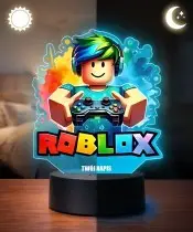 Lampka LED 3D Roblox Gracz Personalizowana Imię Prezent dla Dziecka Gamer