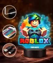 Lampka LED 3D Roblox Gracz Personalizowana Imię Prezent dla Dziecka Gamer