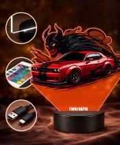 3D-LED-Lampe mit UV-Druck Auto Dodge Challenger SRT Demon