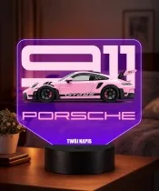 3D LED Lamp with UV Print Car Porsche 911 GT3 RS with Lettering
