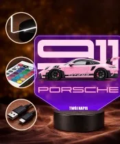3D-LED-Lampe mit UV-Druck Auto Porsche 911 GT3 RS mit Schriftzug