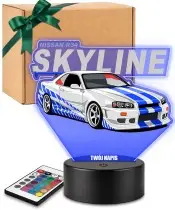 3D-LED-Lampe mit UV-Druck Auto Nissan Skyline GT-R R34 mit Schriftzug