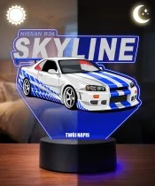 3D-LED-Lampe mit UV-Druck Auto Nissan Skyline GT-R R34 mit Schriftzug