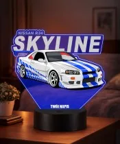 3D-LED-Lampe mit UV-Druck Auto Nissan Skyline GT-R R34 mit Schriftzug
