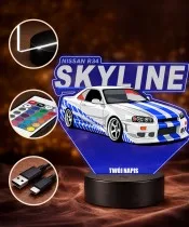 3D-LED-Lampe mit UV-Druck Auto Nissan Skyline GT-R R34 mit Schriftzug
