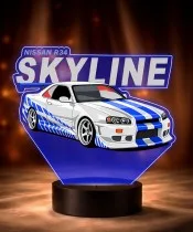 3D LED Lamp with UV Print Car Nissan Skyline GT-R R34 with Lettering