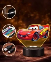 Cars Lightning McQueen 3D LED Night Light with Name