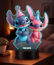 Lampka Nocna LED 3D Stitch i Angel