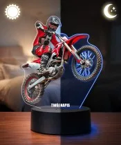 Lampka Nocna LED 3D Motocross Zawodnik